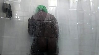Curvy Ebony Takes Erotic Shower