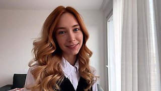 Skinny Teen Secretary Gets Cum on Her Pussy During Boss Role Play - Loly Nebel