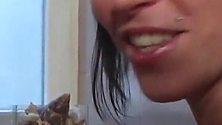 Sexy big boobs threesome in the bathroom...cum in mouth