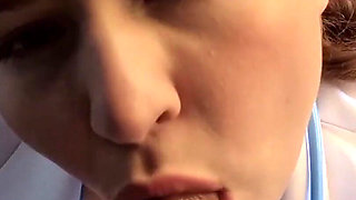 Nurse Footjob in Stockings and Blowjob