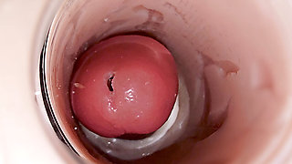 Camera inside deep pussy captures huge ejaculation of sperm