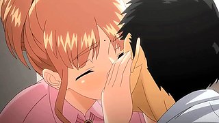 Hentai redhead gives blowjob and having sex