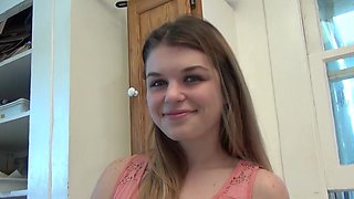 Kitchen counter masturbation from a hectic teen hottie