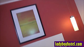 Raunchy big knob ladyboy banged herself