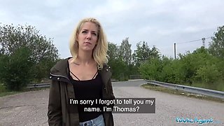 Public Agent Loud outdoor sex for slim pretty lost blonde