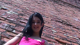 Cute Teen Lolly Flashing Her Small Tits and Pussy Outdoors