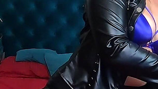 Leather Seduction on Bed - Shiny Pants, Zippers & Slow Tease 311