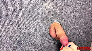 I Took a Close-up Shot of Glory Hole - Spanking My Feet on the Cock and Balls of a Slave Easycbtgirl