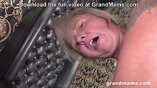 GrandMams catches Granny Wants to Get Caught Rubbing in Public Bar & makes her orgasm with sex toy