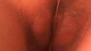Blonde Freak Pulls Her Hose Tight to Show Her Hairy Snatch