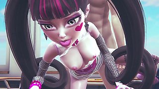 Draculaura bends over her desk for a naughty 3D Monster High porn parody