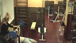 Crazy chick playing in the gym!