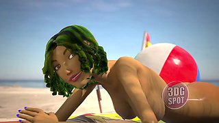 3DGSPOT - Oily Babe Gets Her Pussy Pounded At The Beach! 3D ANIMATION!