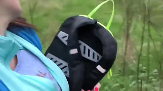 Outdoor Hairy Pussy Flashing Fingering