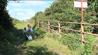 Big boobs blonde girl in action...outdoor sex