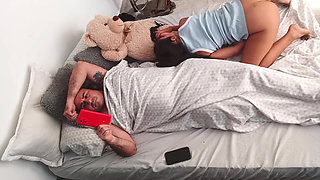 I masturbate in front of my horny stepfather and we make a video.