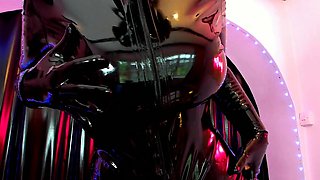 Latex slut solo anal masturbation