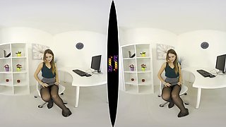 Office Flirt; Solo Striptease Office Lingerie Nylons