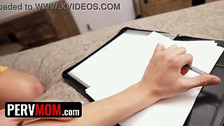 Enjoying stepmother goes all out and takes 2 cocks at once