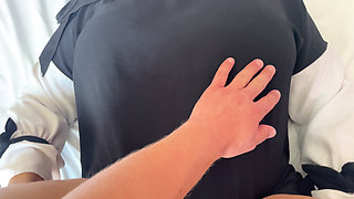 A maid in a hijab was cleaning the room and received a creampie in her pussy from a client and pleasure