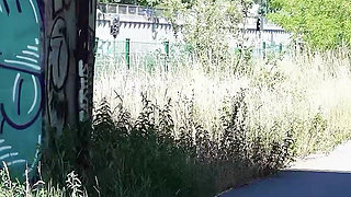 German Scout - Petite 150cm Teen Dragon Fruit with Long Labia at Outdoor Casting Fuck