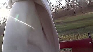 Real public sex. Beautiful teen 18+ fucks on a park bench and shows her perfect