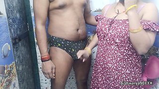 Steamy Indian Bhabhi Aishwarya gives handjob and gets cummed on her panties