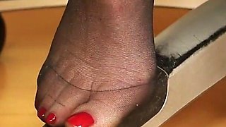 Dirty Pink Clogs & Torn Black Nylons - Raw Underfoot Tease