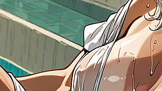 Horny Blonde Showing Tits at Pool