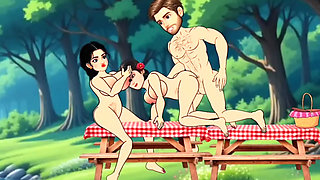 Secret Affair - Busty girls gives cartoon blowjob to big dicked boyfriend