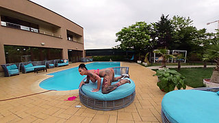 Backstage Sandra Sturm at the Pool Super Horny Gets Fucked Incredibly