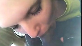 Interracial Car BJ with a Mouthful Ending