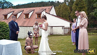 BRIDE4K. Shy bride with natural tits is fucked roughly in front of everyone in public