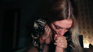 Seduction of Stepmom to Suck Cock Was Crowned with Success - with a Mouthful of Cum