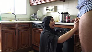 Algerian Beurette Invites Boys to Her Apartment in Marseille and Sucks Them off in Her Kitchen