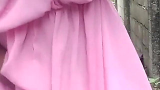 Teasing in a Pink Dress Squeezing My Boobs Fingering Rubbing My Wet Hairy Pussy