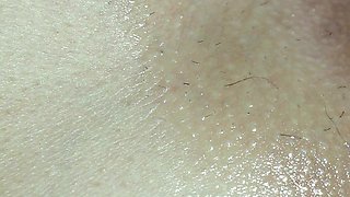 He Massages My Pussy with Oil Until I Cum. Super Close-up Video