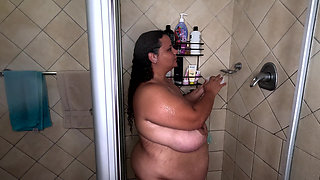 Big Tits Big Ass BBW Taking a Hot Teasing Soapy Shower