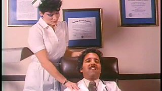 Retro Porn Legend Ron Jeremy Eats and Fingers a Horny Nurse's Hairy Pussy