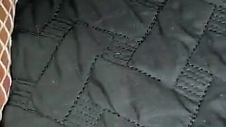 Ebony Girl Shows off Her Feet with French Pedicure in Her White Fishnets