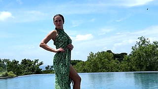 Teasing at the Pool in Micro Bikini, Swimming