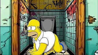 Hot Married MILF Cheats in Dirty Public Toilet - Simpsons Hentai Parody