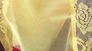Teasing Rubbing My Pussy Pissing in Sexy Yellow Underwear
