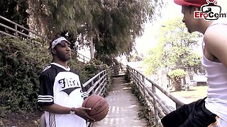 Black man fucks white man deep anal