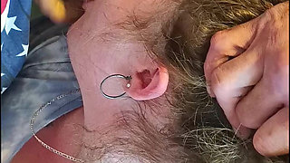 Anisleigh  getting warmed up on a pool table in view of the highway