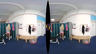Off To The Showers - Big Ass Big Tits Gym Blonde Striptease