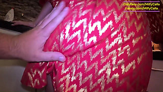 Red & Gold Dress Kitchen Play Spanking, Blowjob, Doggy & Intense Orgasm 298