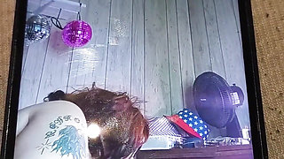 Nasty Slut Watches Her Own Porn Gagging on That Cock Deep in Her Throat with the Load He's Got