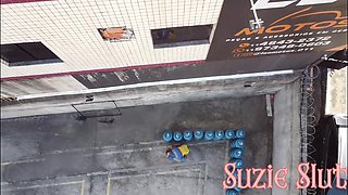 Suzie Slut Went Out to Buy Gas, Wearing Only a Dress Without Panties