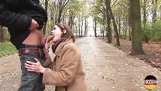 Smiling Brunette Fucked in a Park